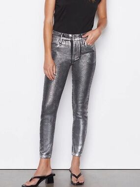 Frame Le High Skinny Crop Chrome Nior jeans Size 24 Silver metallic Festival